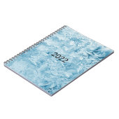 abstracte blauwe veren en sneeuwvlokken notitieboek (Linkerzijde)