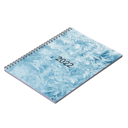 abstracte blauwe veren en sneeuwvlokken notitieboek (Linkerzijde)