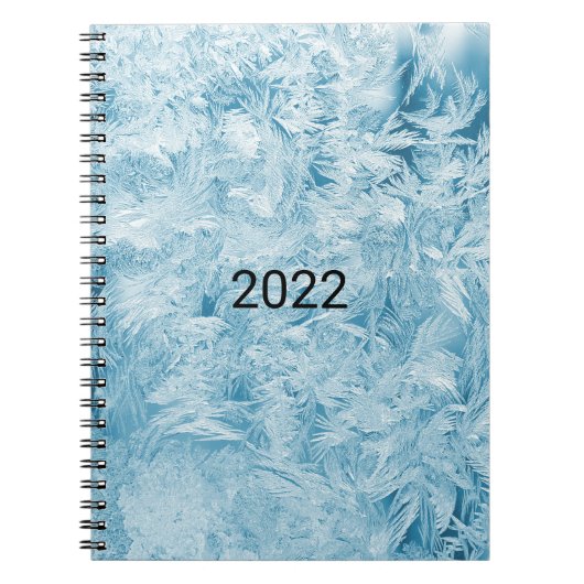 abstracte blauwe veren en sneeuwvlokken notitieboek (Voorkant)