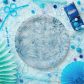 abstracte blauwe veren en sneeuwvlokken papieren bordje (Feest)