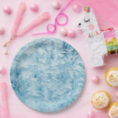 abstracte blauwe veren en sneeuwvlokken papieren bordje (Feest)