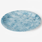 abstracte blauwe veren en sneeuwvlokken papieren bordje (Gekanteld)