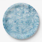 abstracte blauwe veren en sneeuwvlokken papieren bordje (Voorkant)