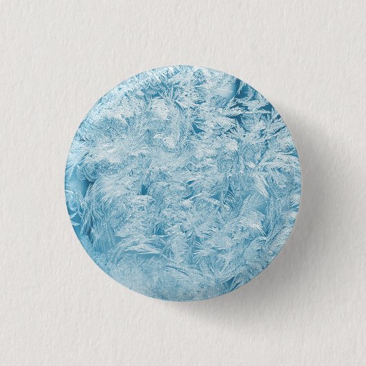 abstracte blauwe veren en sneeuwvlokken ronde button 3,2 cm (Voorkant)