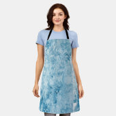 abstracte blauwe veren en sneeuwvlokken schort (Gedragen)