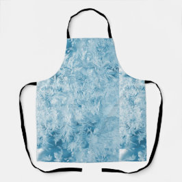 abstracte blauwe veren en sneeuwvlokken schort