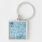 abstracte blauwe veren en sneeuwvlokken sleutelhanger (Voorkant)