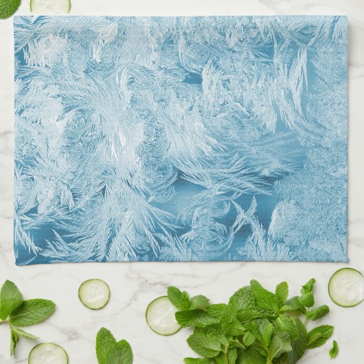 abstracte blauwe veren en sneeuwvlokken theedoek (Gevouwen)