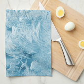 abstracte blauwe veren en sneeuwvlokken theedoek (Quarter Fold)