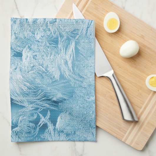 abstracte blauwe veren en sneeuwvlokken theedoek (Quarter Fold)