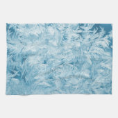 abstracte blauwe veren en sneeuwvlokken theedoek (Horizontaal)