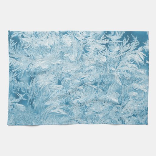 abstracte blauwe veren en sneeuwvlokken theedoek (Horizontaal)