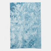 abstracte blauwe veren en sneeuwvlokken theedoek (Verticaal)