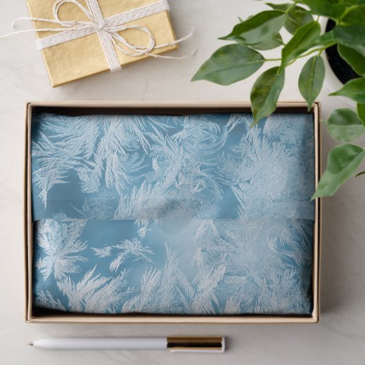 abstracte blauwe veren en sneeuwvlokken tissuepapier (Geschenk)