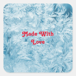 abstracte blauwe veren en sneeuwvlokken vierkante sticker