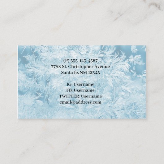 abstracte blauwe veren en sneeuwvlokken visitekaartje (Achterkant)