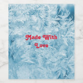 abstracte blauwe veren en sneeuwvlokken wijn etiket (Enkel label)