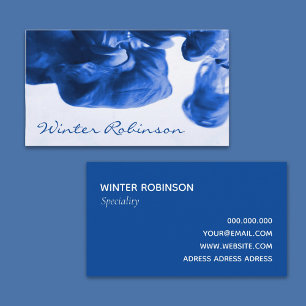 Abstracte blauwe verf minimal professional visitekaartje