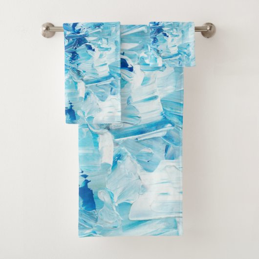 Abstracte blauwe verfgolven bad handdoek (Insitu)