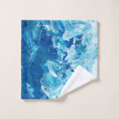 Abstracte blauwe verfgolven bad handdoek (Wasdoekje)