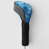 Abstracte blauwe verfgolven golfheadcover (Schuin)