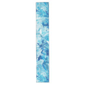 Abstracte blauwe verfgolven lange tafelloper (Voorkant)