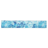 Abstracte blauwe verfgolven lange tafelloper (Horizontaal)