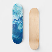 Abstracte blauwe verfgolven persoonlijk skateboard (Voorkant)