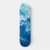 Abstracte blauwe verfgolven persoonlijk skateboard (Voorkant)