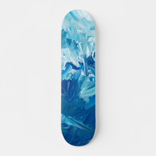 Abstracte blauwe verfgolven persoonlijk skateboard
