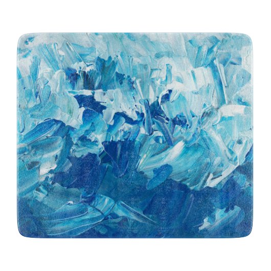 Abstracte blauwe verfgolven snijplank (Voorkant)