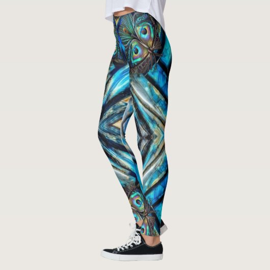 Abstracte blauwe vlinder leggings (Links)