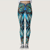 Abstracte blauwe vlinder leggings (Voorkant)