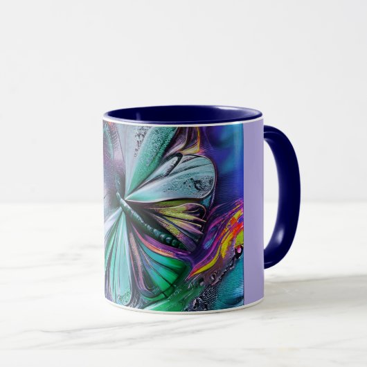 Abstracte Blauwe Vlinder Mok (Voorkant rechts)
