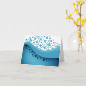 Abstracte Blauwe Vlinders Notecards Kaart (Gele Bloem)