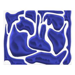 Abstracte Blauwe Vloeibare Vormen – 3D Moderne Kun Foto Afdruk