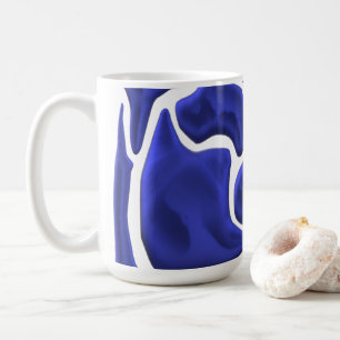Abstracte Blauwe Vloeibare Vormen – 3D Moderne Kun Koffiemok