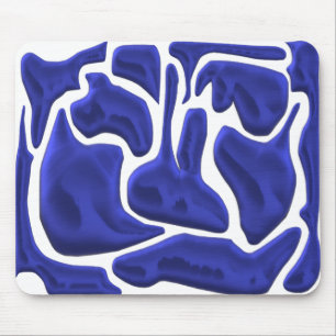 Abstracte Blauwe Vloeibare Vormen – 3D Moderne Kun Muismat