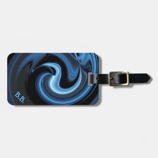 Abstracte blauwe vogel *personaliseren* bagagelabel (Voorkant horizontaal)