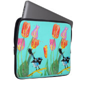 Abstracte blauwe vogels Australische vogelvogels Laptop Sleeve (Voorkant Rechts)