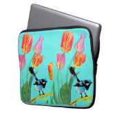 Abstracte blauwe vogels Australische vogelvogels Laptop Sleeve (Voorkant Links)