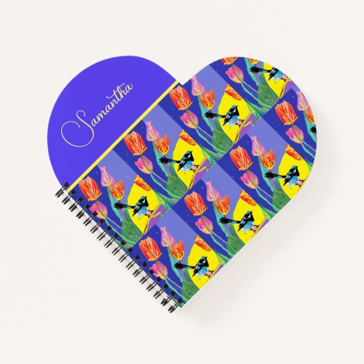 Abstracte blauwe vogels Australische vogelvogels Notitieboek (Voorkant)