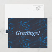 Abstracte Blauwe Vormen op Navy Black Briefkaarten (Voorkant / Achterkant)