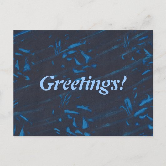 Abstracte Blauwe Vormen op Navy Black Briefkaarten (Voorkant)