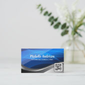 Abstracte blauwe vormen | Qr-code Visitekaartje (Staand voorkant)