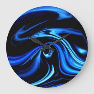 Abstracte blauwe walvis - Noord-lichte wandklok