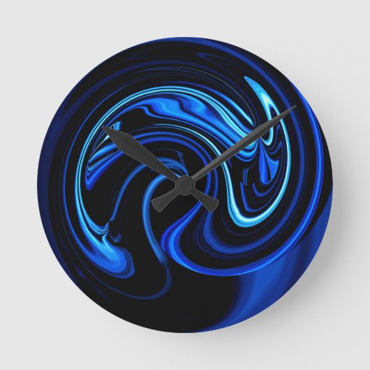 Abstracte blauwe wandklok (Voorkant)