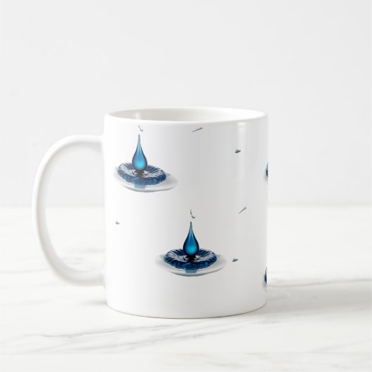 Abstracte blauwe waterdruppel mok met hoog contras (Links)