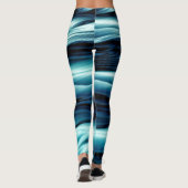 Abstracte blauwe watergolven leggings (Achterkant)