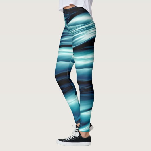 Abstracte blauwe watergolven leggings (Links)
